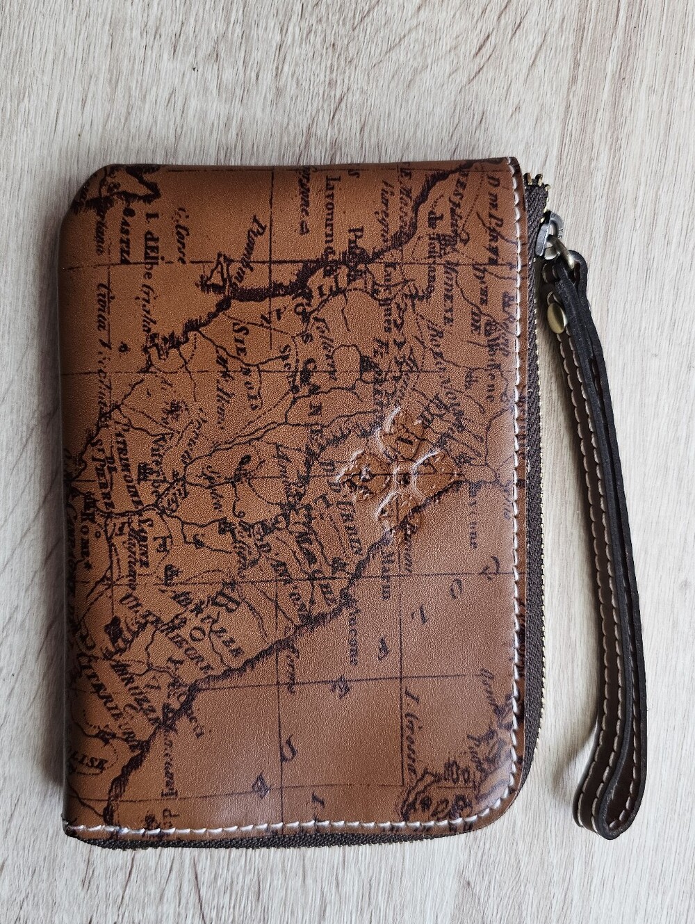 Patricia Nash Italian Leather Map Print Wristlet Wallet